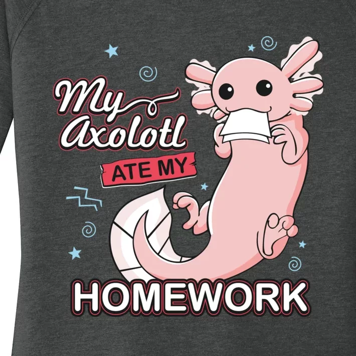 My Axolotl Ate My Homework Funny Axolotls School Nerd Women's Perfect Tri Tunic Long Sleeve Shirt