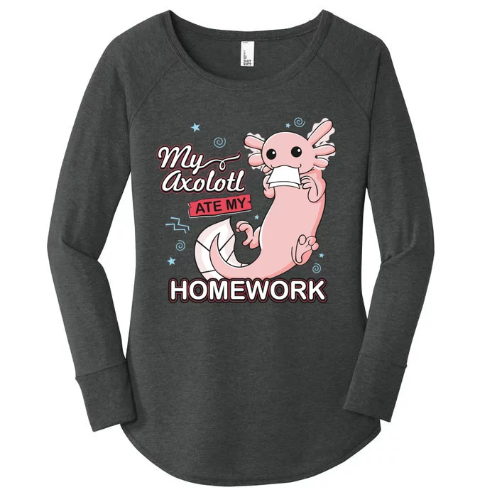 My Axolotl Ate My Homework Funny Axolotls School Nerd Women's Perfect Tri Tunic Long Sleeve Shirt