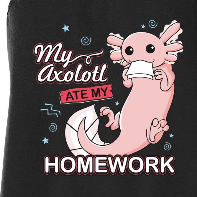 My Axolotl Ate My Homework Funny Axolotls School Nerd Women's Racerback Tank