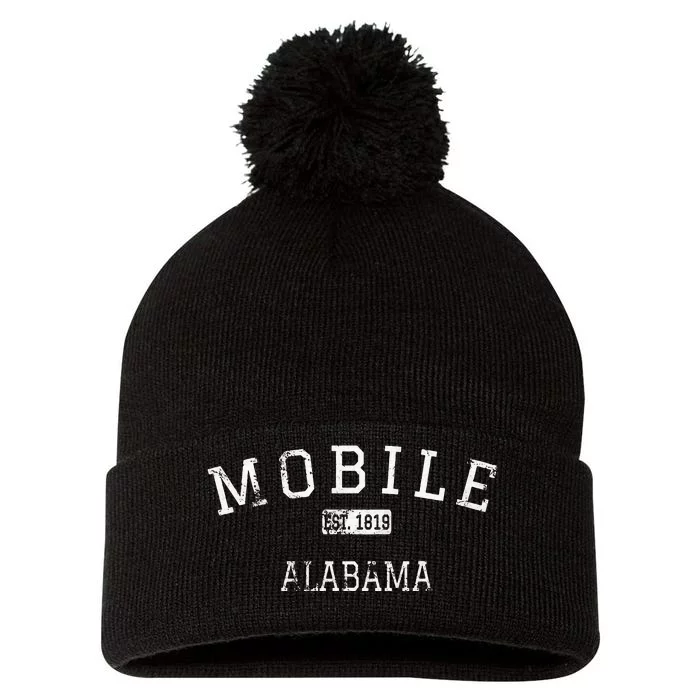 Mobile Alabama AL Vintage Pom Pom 12in Knit Beanie