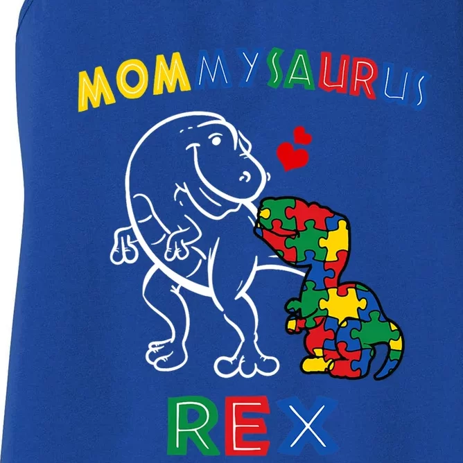 Mommysaurus Autism Awareness Mother's Day Mommy Dinosaur Mom Cute Gift Women's Racerback Tank