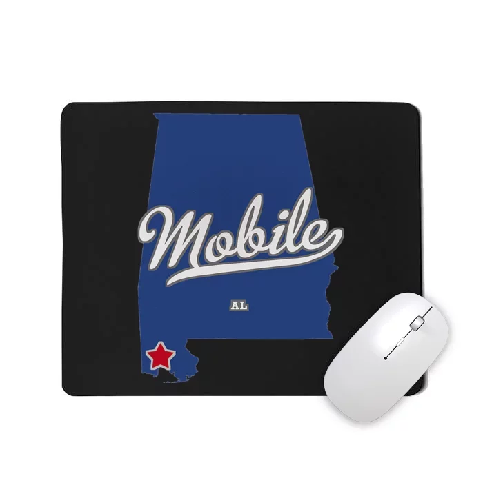 Mobile Alabama AL Map Mousepad