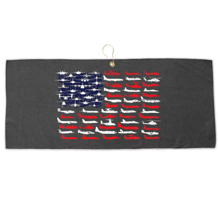 Military Aviation American Flag Aircraft Distressed Design Large Microfiber Waffle Golf Towel