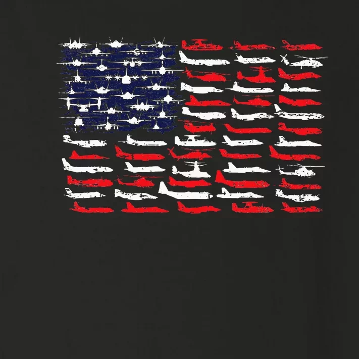 Military Aviation American Flag Aircraft Distressed Design Toddler Long Sleeve Shirt