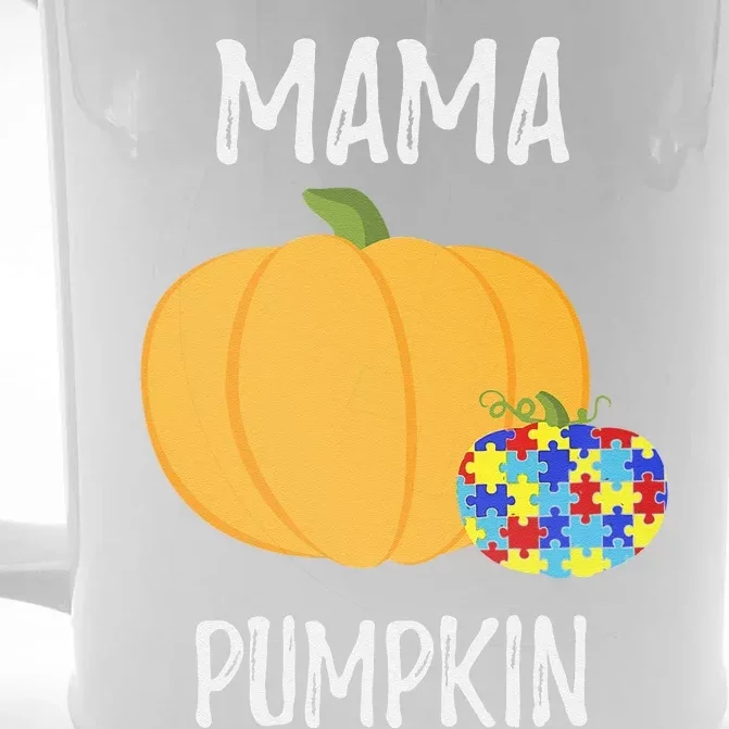 Mamapumpkin Autism Awareness Women Mom Funny Front & Back Beer Stein