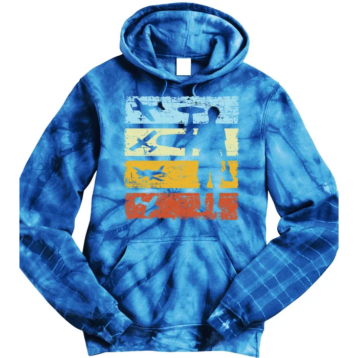 Model Airplane Aviation Rc Flight Retro Vintage Gift Cute Gift Tie Dye Hoodie