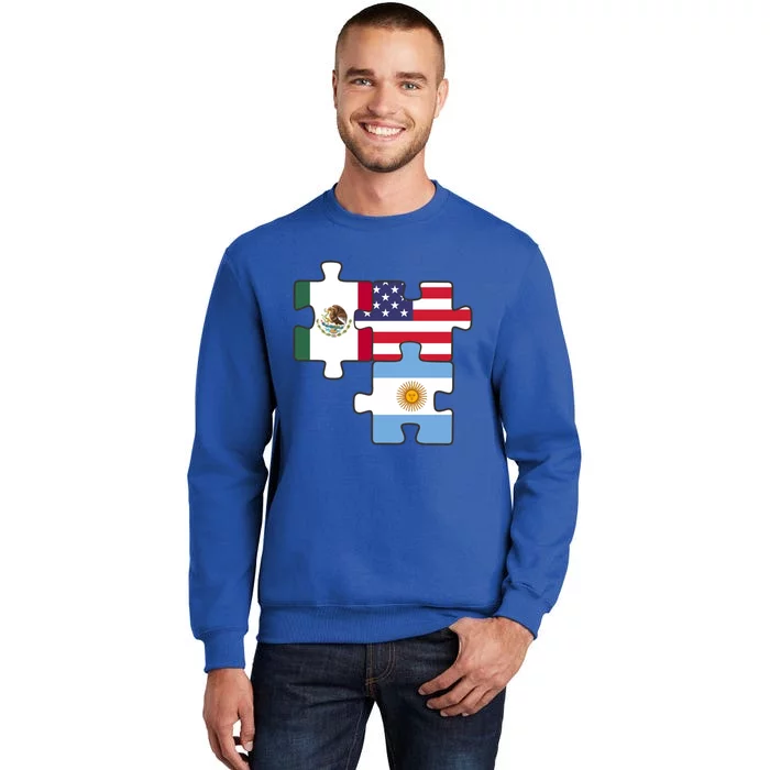 Mexico Argentina And The Usa Puzzle Design Meaningful Gift Tall Sweatshirt