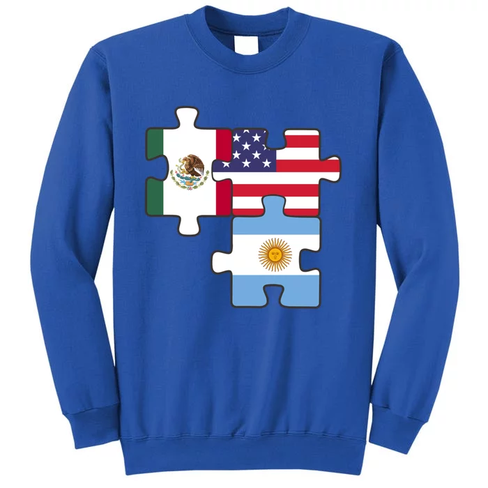 Mexico Argentina And The Usa Puzzle Design Meaningful Gift Tall Sweatshirt