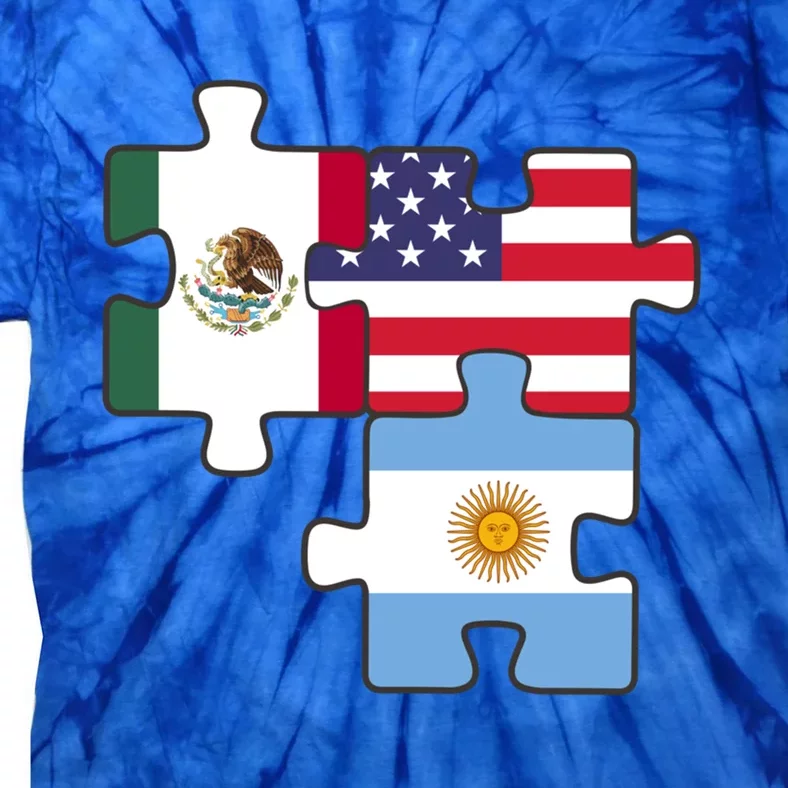 Mexico Argentina And The Usa Puzzle Design Meaningful Gift Tie-Dye T-Shirt