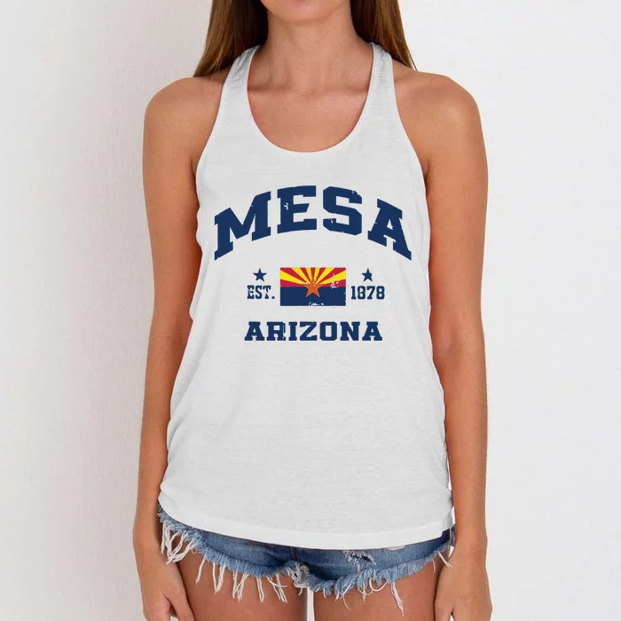 Mesa Arizona Az Vintage State Athletic Women's Knotted Racerback Tank