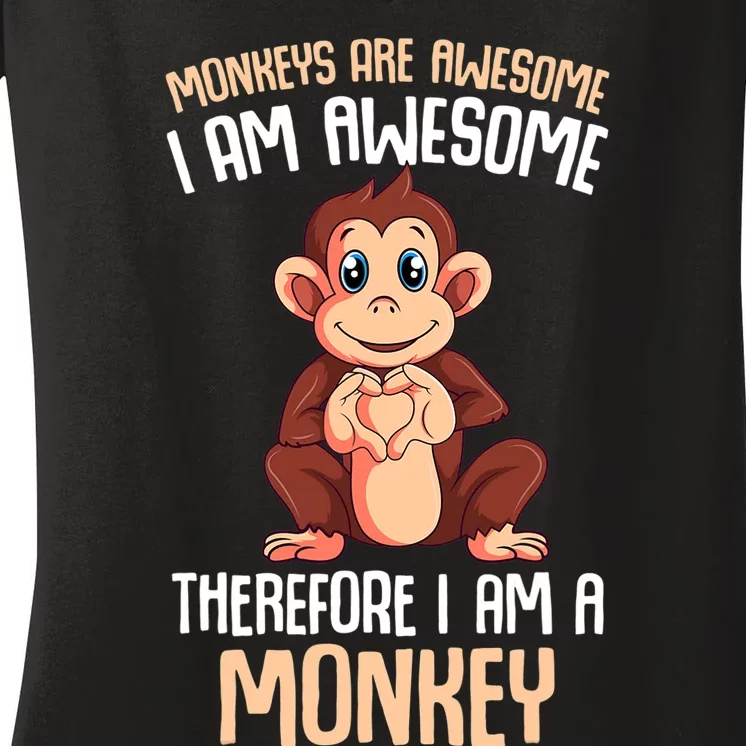 Monkeys Are Awesome Monkey Women's V-Neck T-Shirt