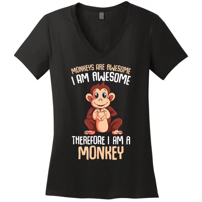 Monkeys Are Awesome Monkey Women's V-Neck T-Shirt