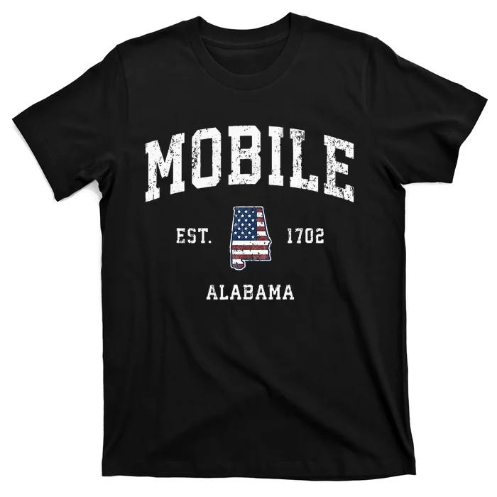 Mobile Alabama Al Vintage American Flag Sports Design T-Shirt