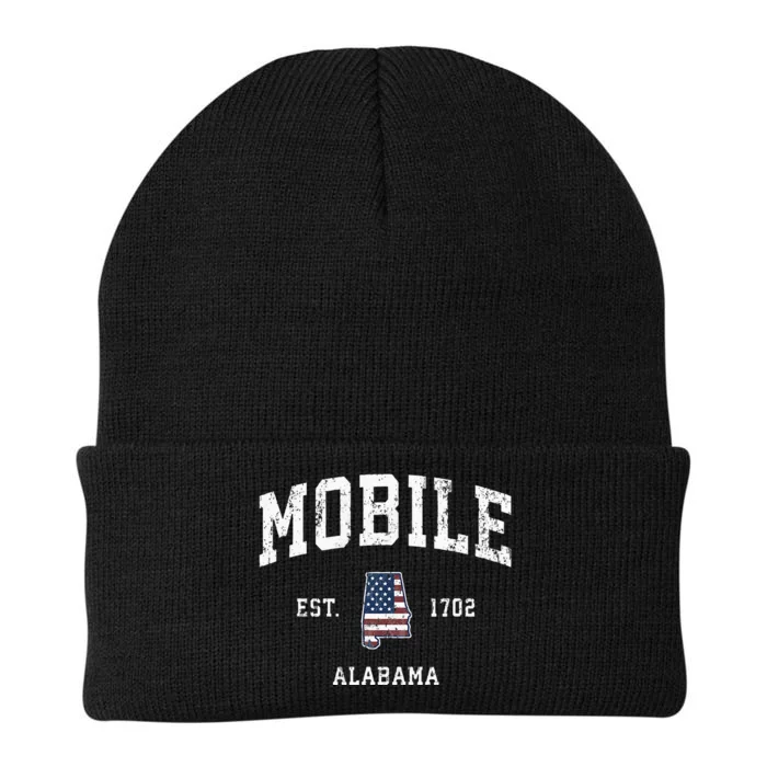 Mobile Alabama Al Vintage American Flag Sports Design Knit Cap Winter Beanie