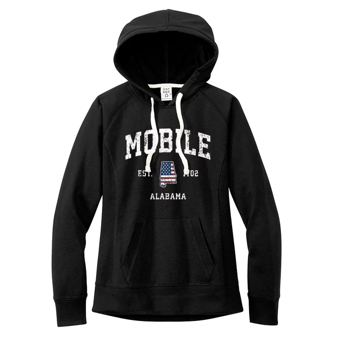 Mobile Alabama Al Vintage American Flag Sports Design Women's Fleece Hoodie