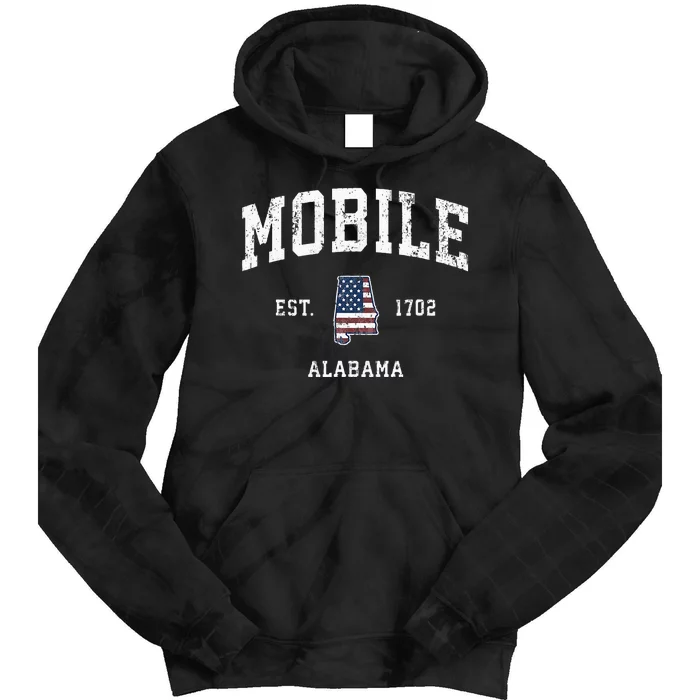 Mobile Alabama Al Vintage American Flag Sports Design Tie Dye Hoodie