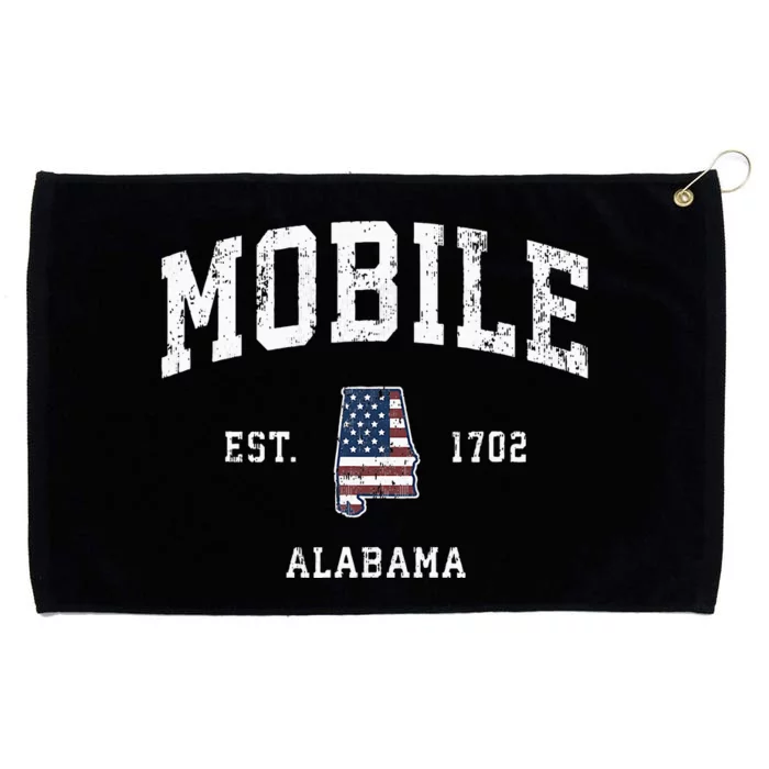 Mobile Alabama Al Vintage American Flag Sports Design Grommeted Golf Towel