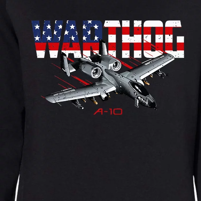 Military Airplane A10 Warthog American Flag Womens California Wash Sweatshirt