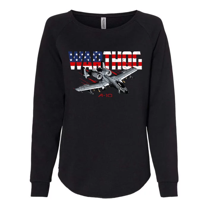 Military Airplane A10 Warthog American Flag Womens California Wash Sweatshirt