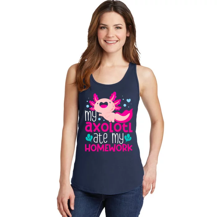 My Axolotl Ate My Homework | Gimmick | Kawaii | Axolotl Ladies Essential Tank