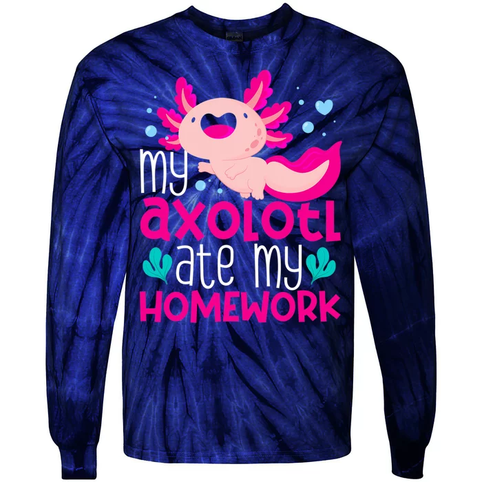 My Axolotl Ate My Homework | Gimmick | Kawaii | Axolotl Tie-Dye Long Sleeve Shirt