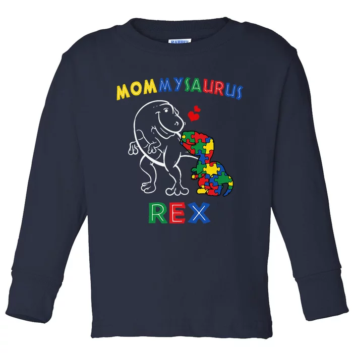 Mommysaurus Autism Awareness Mother's Day Mommy Dinosaur Mom Toddler Long Sleeve Shirt