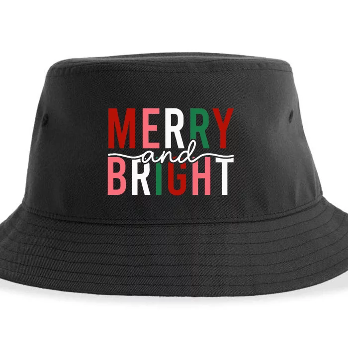 Merry and Bright xmas Wo Cute Sustainable Bucket Hat