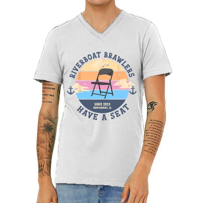 Montgomery Alabama Boat Fight Riverboat Brawl Folding Chair V-Neck T-Shirt