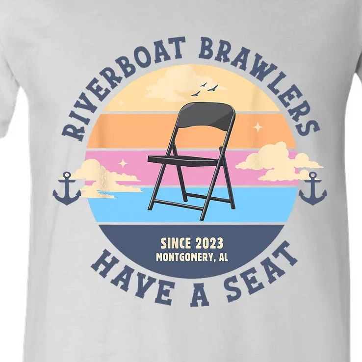 Montgomery Alabama Boat Fight Riverboat Brawl Folding Chair V-Neck T-Shirt