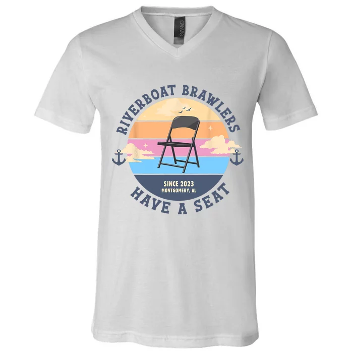 Montgomery Alabama Boat Fight Riverboat Brawl Folding Chair V-Neck T-Shirt