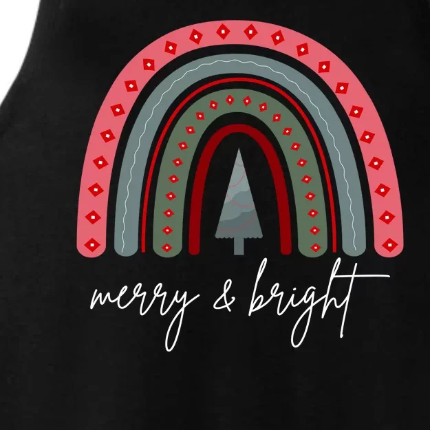 Merry And Bright Rainbow Holiday Ladies Tri-Blend Wicking Tank