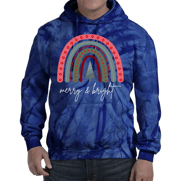 Merry And Bright Rainbow Holiday Tie Dye Hoodie