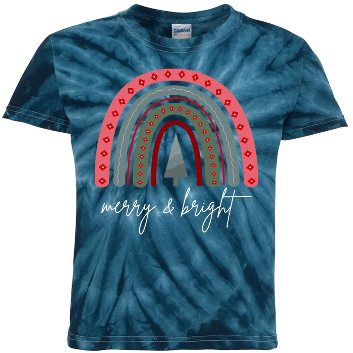 Merry And Bright Rainbow Holiday Kids Tie-Dye T-Shirt