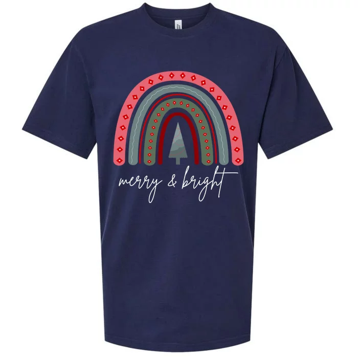 Merry And Bright Rainbow Holiday Sueded Cloud Jersey T-Shirt