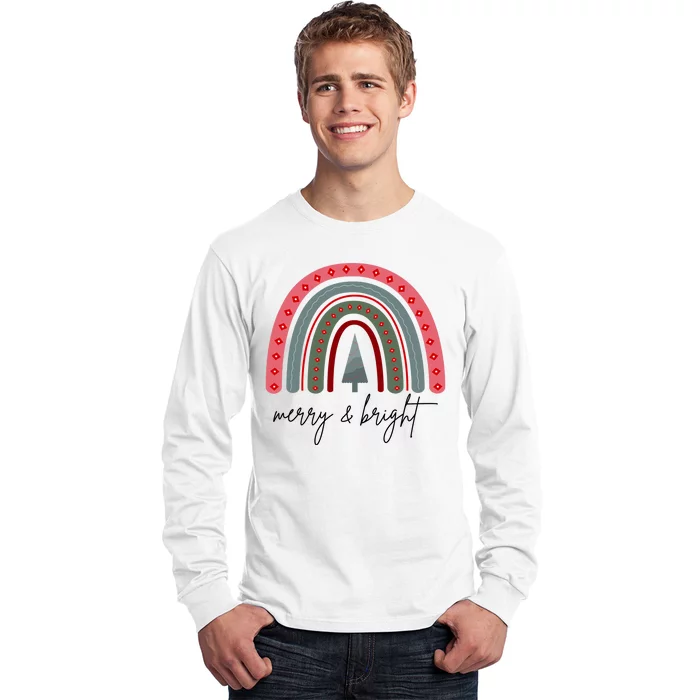 Merry And Bright Rainbow Holiday Long Sleeve Shirt