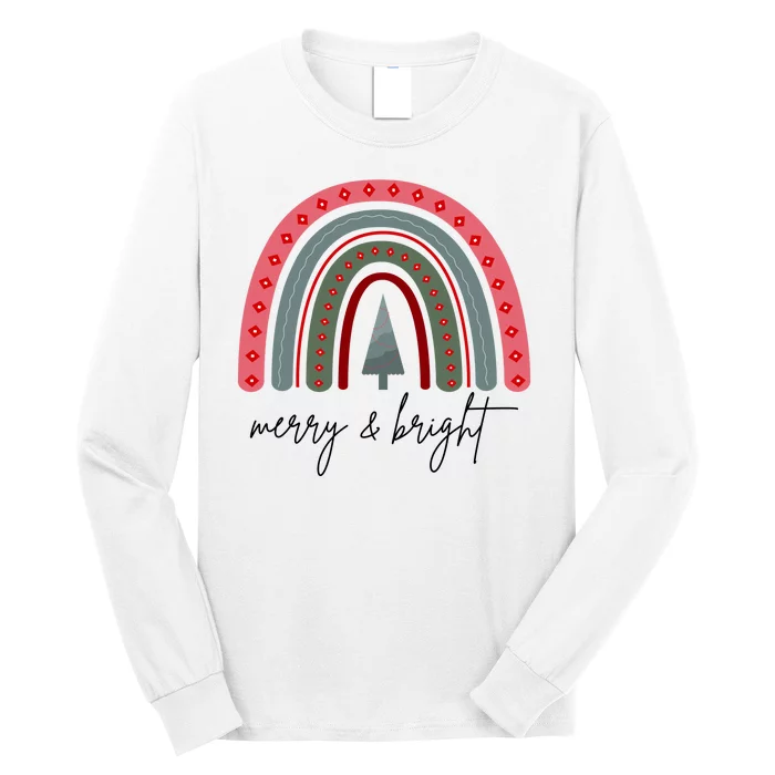 Merry And Bright Rainbow Holiday Long Sleeve Shirt