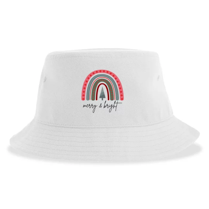 Merry And Bright Rainbow Holiday Sustainable Bucket Hat