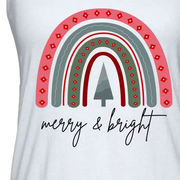 Merry And Bright Rainbow Holiday Ladies Essential Flowy Tank