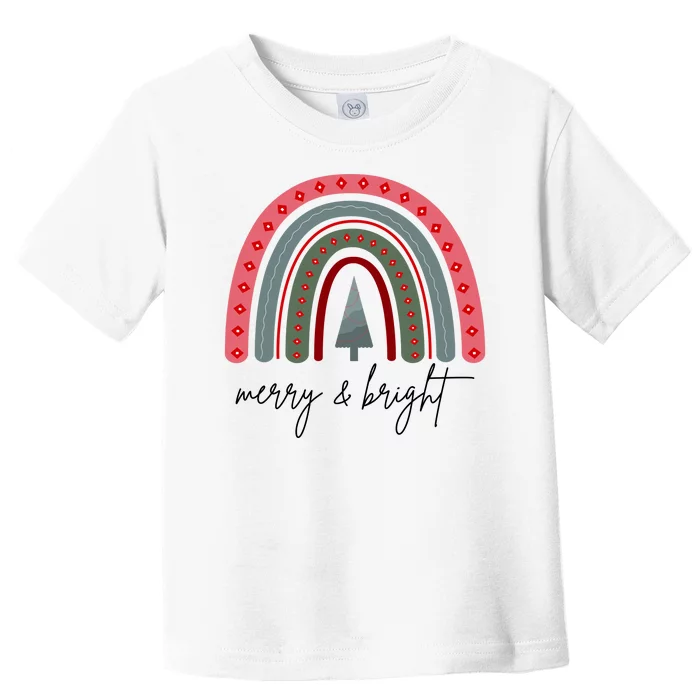 Merry And Bright Rainbow Holiday Toddler T-Shirt