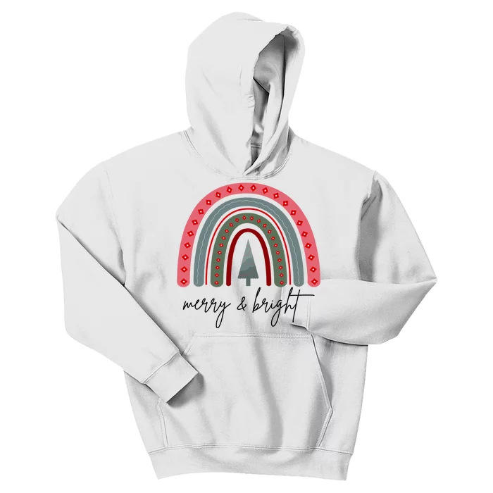 Merry And Bright Rainbow Holiday Kids Hoodie