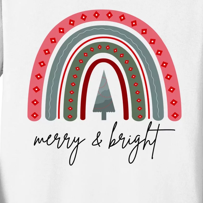 Merry And Bright Rainbow Holiday Kids Long Sleeve Shirt