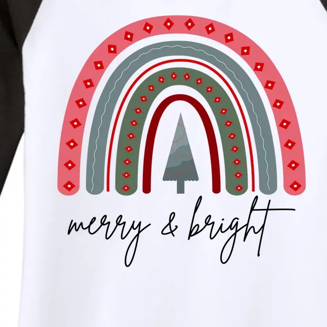 Merry And Bright Rainbow Holiday Women's Tri-Blend 3/4-Sleeve Raglan Shirt