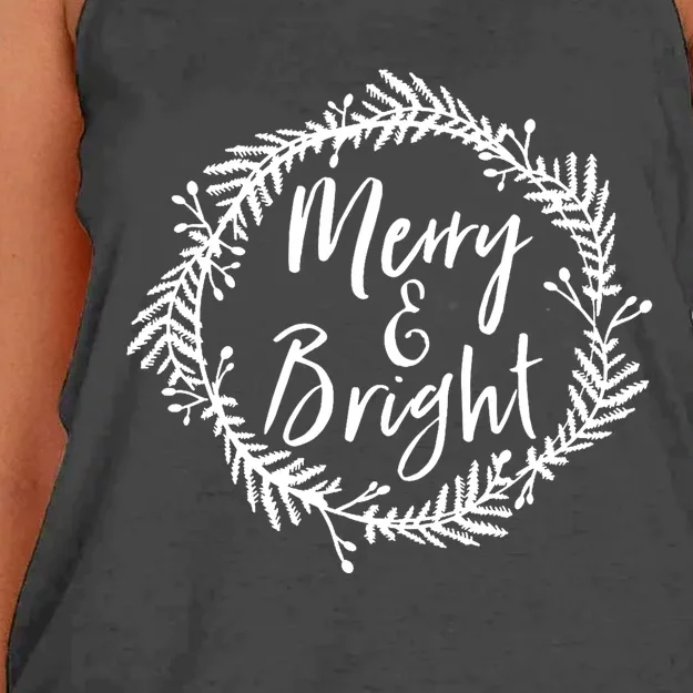 Merry And Bright Christmas Season Holiday Spirit Women's Knotted Racerback Tank