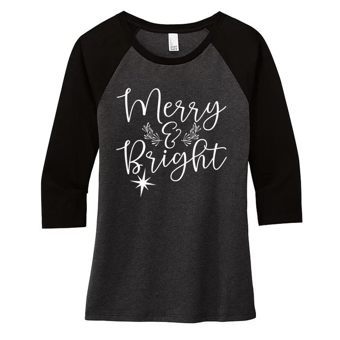 Merry And Bright Christmas Merry And Bright Long Sleeve Women's Tri-Blend 3/4-Sleeve Raglan Shirt