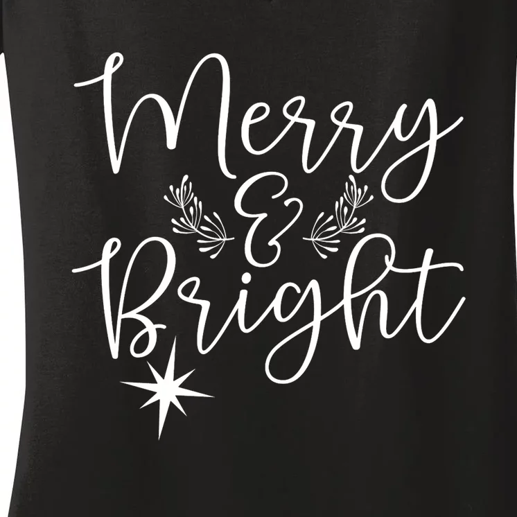 Merry And Bright Christmas Merry And Bright Long Sleeve Women's V-Neck T-Shirt