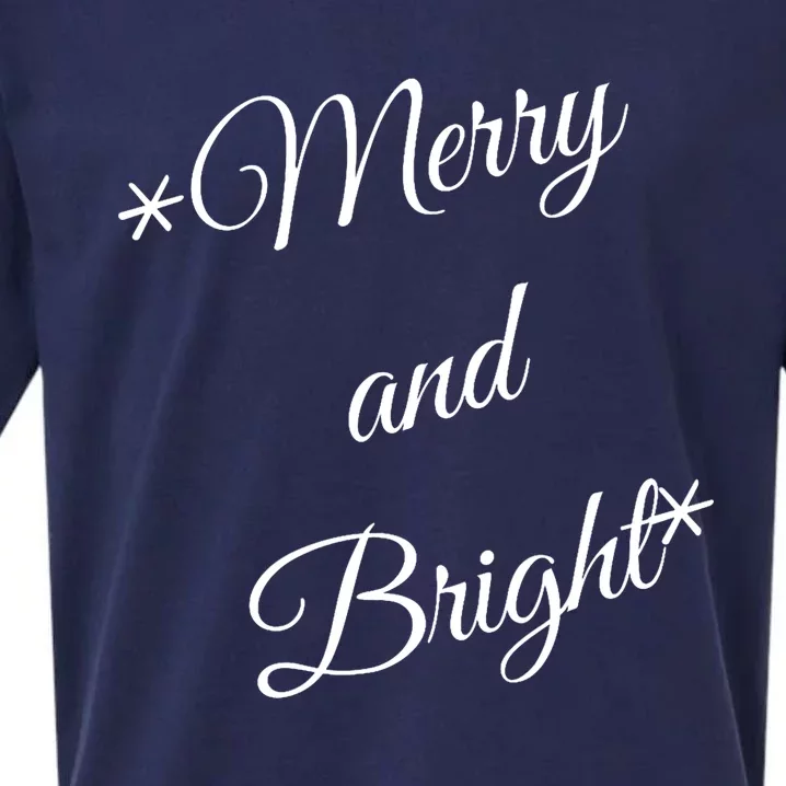 Merry And Bright Christmas Holiday Sueded Cloud Jersey T-Shirt