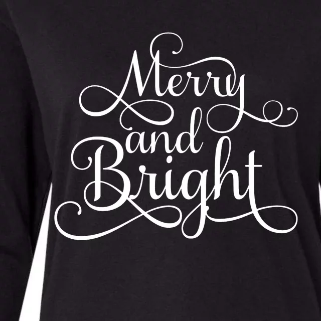 Merry And Bright Christmas Holiday Hoodie Womens Cotton Relaxed Long Sleeve T-Shirt