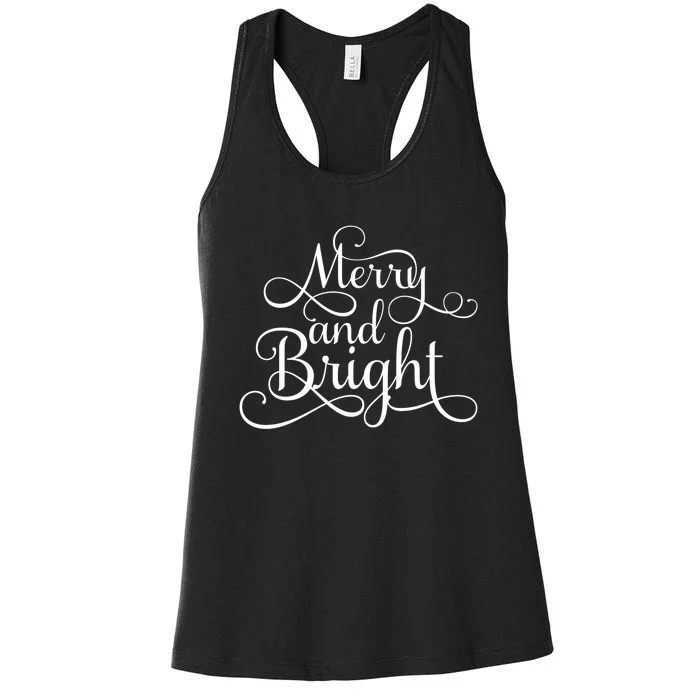 Merry And Bright Christmas Holiday Hoodie Women's Racerback Tank