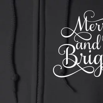 Merry And Bright Christmas Holiday Hoodie Full Zip Hoodie