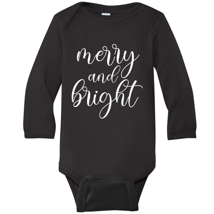 Merry And Bright Christmas Pajamas Outfit Funny Family Xmas Baby Long Sleeve Bodysuit